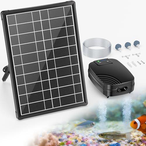 POPOSOAP 8W Solar Pond Aerator, Solar Air Pump for Pond with Solar & Battery Dual Power, 24H Continuous Aeration, 3 Working Modes for Small Pond, Fish Pond, Fish Tank P9275