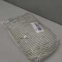 VHC Brands Hatteras Seersucker Ticking Striped Cotton Americana Split Corners Gathered Queen Bed Skirt, 60x80x16, Denim Blue