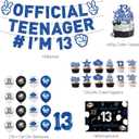 13th Birthday Decorations for Boys Include Happy 13th Birthday Banner-Backdrop-13 Birthday Balloons-Foil Balloons-Cake Topper-Cupcake Toppers-Hanging Swirl for 13 Year Old Boy Birthday Decorations