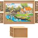SNAIL Jumbo Wooden Jigsaw Puzzle Board Portable Puzzle Plateau with Storage Drawers for Adults, 34"x26" Large Jigsaw Puzzle Table with Smooth Fiberboard Work Surface for 1500 Pieces Puzzles, 34"x26"x1.6"