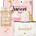 Birthday Gift Basket for Women, Funny Happy Birthday Glass Cup Tumbler for her, Women Unique Gifts Ideas for Box, Happy Gifts for Friends Female Sister Coworker Her Bestie - June
