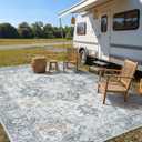 GENIMO Outdoor & Indoor Area Rug 10'x14', Waterproof, Non-Shedding, Easy Cleaning, Boho Mat for Patio, Living Room, Balcony, Dining Room, RV, Deck, Bedroom, Camping, Outside Carpet,Blue