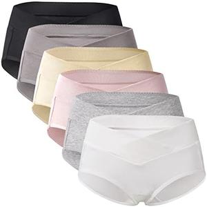 Mama Cotton Women's Under The Bump Maternity Panties Pregnancy Postpartum Maternity Underwear Multi-Pack, L