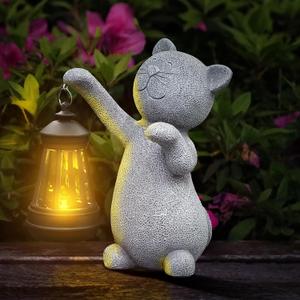 Statues for Garden DecorSolar Cat Outdoor Statues Outside Decor for Yard Art Lawn Ornaments Porch Patio Balcony Hoe House - Birthday for Grandma Mom Women