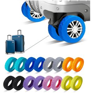 16 Pcs Upgrade Luggage Wheel Covers,Silicone Luggage Wheel Cover, 2-2.4 inches Carry-On Suitcases or Office Chair Caster,Scratch-Resistant and Noise-reducing design,Essential Travel Accessories(blue)