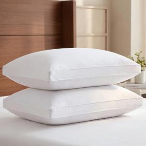 Bed Pillows for Sleeping Queen Size Set of 2 - Super Soft & Fluffy w/ Down Alternative Filling - Hotel Luxury Quality, Gusseted Pillow for Back, Stomach & Side Sleepers - Comfy & Breathable - White