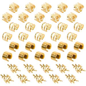 Gold Hair Braids Dreadlock Non-Piercing Ear Clip Beard Cuffs Clip Hair Accessories Styling Fashion Jewelry Gift Toos for Women Men Passion Twist Goddess Locs Crochet Hair Rings (40Pcs, Gold) (1 Count (Pack of 40))