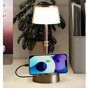 LED Cordless Lamp, 5 Colors Stepless Dimming Table Lamp, 4400mAh Rechargeable Battery with USB Charging Port, Portable Touch Bedside Light for Patio, Restaurant, Dining(Antique Brass)
