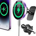 Coolpow for Magsafe Car Mount Charger100% Stable 15W Magsafe Car Charger Magnetic Phone Holders for Your Car Accessories for Women Men car Phone Holder Wireless Car Charger for iPhone (Purple)