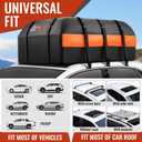 Car Rooftop Cargo Carrier Bag, 16 Cubic Feet Waterproof Car Topper Luggage Storage Bag with Large Capacity & Maximum Protection to Minivan SUV Vehicles w/wo Roof Rack, Non-Slip Mat, Door Hooks, Lock