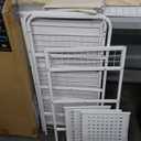 Foldable 5-Tier Metal Storage Shelves | Heavy Duty Collapsible Wire Rack for Garage, Closet & Craft Shows | No Assembly Needed Rolling Shelf | Stylish Black & White Design