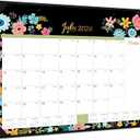 2026 Desk Calendar - Large Desk Calendar 2026, Jan. 2026 - Dec. 2026, 22" x 17", 12 Months, Corner Protectors - Black Floral