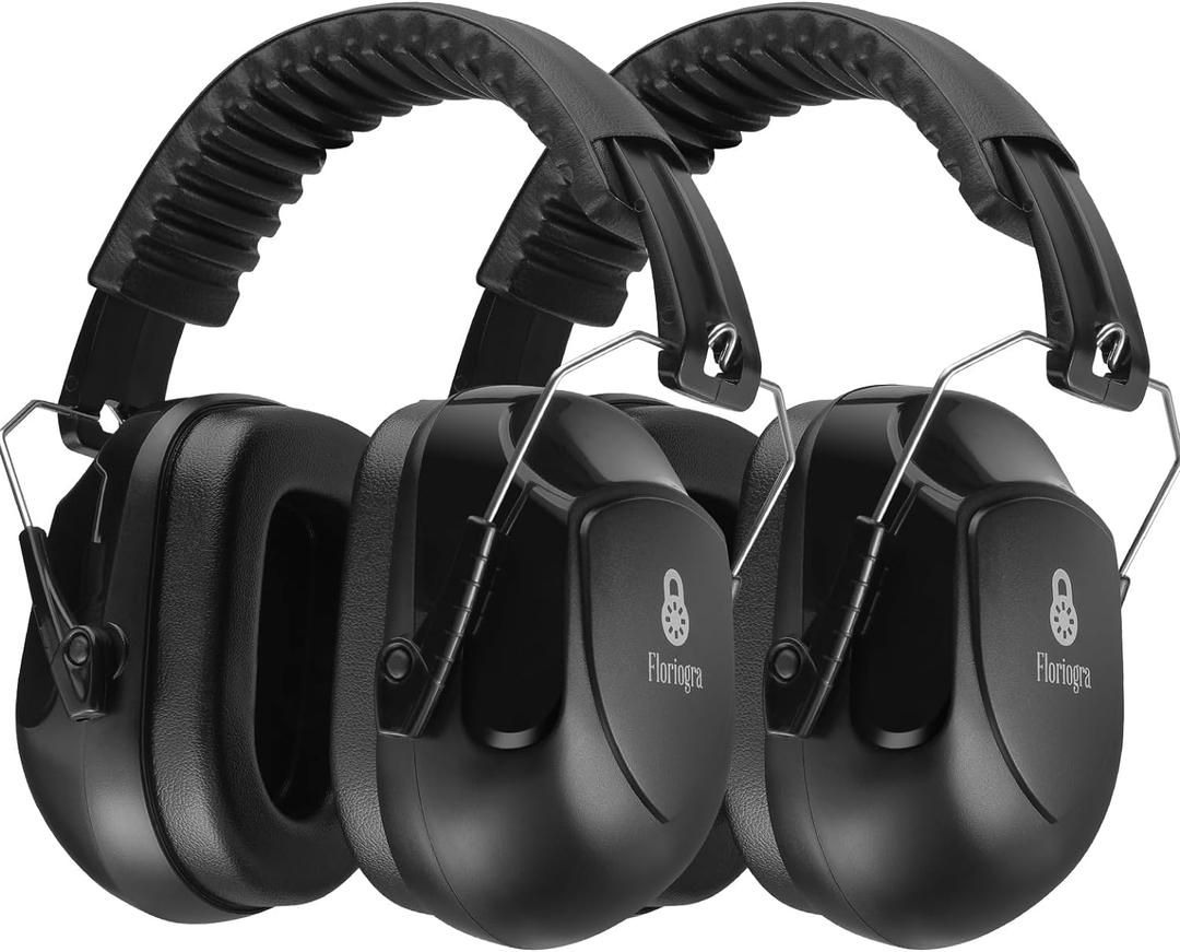 2 Pack 34dB Noise Canceling Headphones For Shooting, Hearing Protection Earmuffs, Ear Protection Headphones, Thickened Headband Ear Muffs For Noise Reduction For Shooting, Construction,Mowing (Black+black)