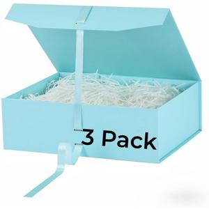 GoooodGift Extra Large Gift Box Blue 3 Pack 16x13.5x5.3 inch Luxury Gift Box for Presents with Magnetic Closure Lid Collapsible,Birthday,Christmas,Wedding,Contains Shredded Paper Filler, 1 Count