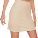 M MOTEEPI Skorts for Woman 18" Golf Athletic Skirts with Pockets High Waist Tennis Skirt (Beige)