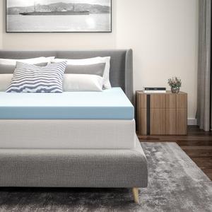 Flash Furniture Capri Comfortable Sleep 3 inch Cool Gel Memory Foam Mattress Topper - Queen Blue 