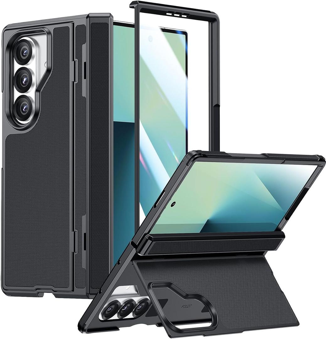 SPIDERCASE for Samsung Galaxy Z Fold 7 Case, Built-in [Kickstand] [Screen Protector] [Rugged Hinge Protection] Military Grade Drop Protection, Full Body Protective Case for Galaxy Z Fold 7, Black