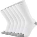 ONKE Max Full Cushion Crew Socks for Men Heavy Duty Work Boot Steel Toe Workout Athletic Thick Warm Moisture Wicking Control (White, L)