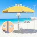 8FT Beach Umbrellas for Sand,Portable Outdoor Windproof Sun Umbrella with Push Button Tilt and Air Vent,UPF 50+ PU Coating for Patio Garden Pool Backyard