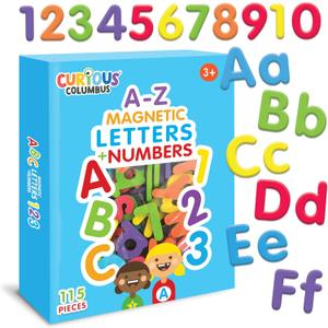 Curious Columbus Magnetic Letters and Numbers for Toddlers. Foam Alphabet Fridge Magnets and Numbers for Kid Learning. 123 ABC Toddler Magnets for Refrigerator