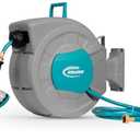 MOLACHI Retractable Garden Hose Reel, 1/2 Inch x 100 ft Wall Mounted Hose Reel, with 9- Function Sprayer Nozzle, Any Length Lock, Return System and 180 Deg Swivel Bracket