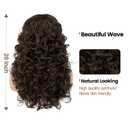FLUFYMOOZ Curly Wig with Bangs for Black Women, 20 Inch Dark Brown Curly Gorgeous Shag Hair Wig, Curls with Wispy Bangs Heat Resistant Soft Synthetic Wig for Women Daily Use Party Cosplay（dark brown）