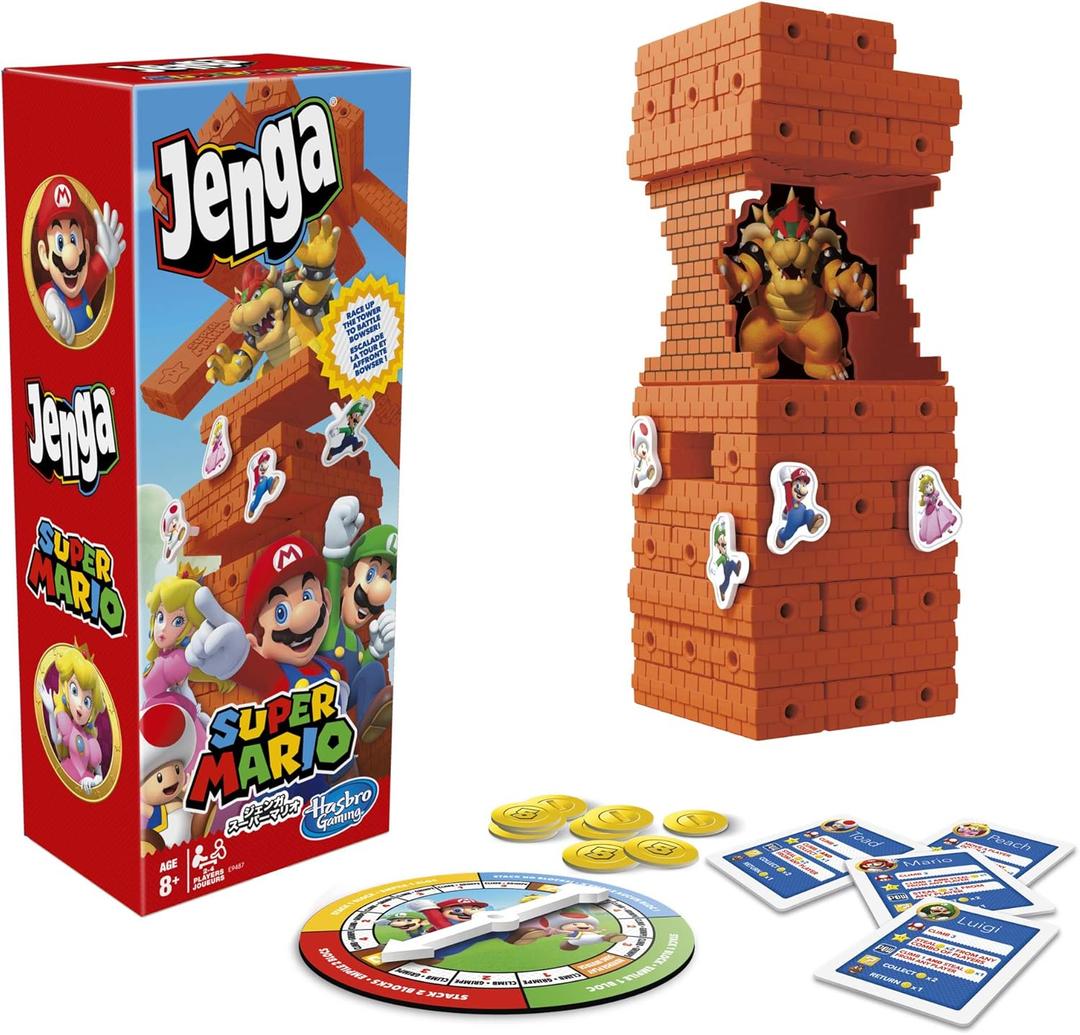 Hasbro Jenga: Super Mario Edition Game | Block Stacking Tower Game | Back to School Gifts for Kids | Classroom Board Games | Ages 8+