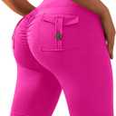 Avanova Women Scrunch Butt Lifting Shorts Biker Short with Pocket Pink S (Pink, S)