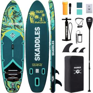 10’6’’ Inflatable Stand Up Paddle Board (SUP) for Adults and Youth with Non-Slip Deck – Complete Accessories Kit, for Fishing, Yoga, Fitness & Family Fun
