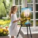 Art Easel for Painting and Display  Adjustable Floor 66 Inch Folding Aluminum Easel Stand for Sign - Table Top Canvas Stand - Portable Drawing Paint Heavy Duty for Artists Adults Holder or Teen