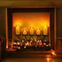 Homemory Amber Flickering Flameless Candles, Battery Operated Acrylic LED Pillar Candles with Remote Control and Timer, Fall Candles, Set of 5