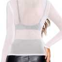 Avidlove Mesh Top for Women Long Sleeve See Through Shirt Mock Neck Sheer Blouse Clubwear Party XS-3XL (White, L)
