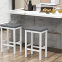 JV11374WH 24 In. Bar Stools With Padded Seat Footrest & Rubber Wood Frame, White, 2 Pack