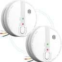 Smoke Detector, Hardwired Interconnected Smoke Detectors, Smoke Alarm with Replaceable 9V Battery, Interconnects Up to 12 Fire Alarms Smoke Detectors, Fire Alarm with Test/Silence Button, 2Packs