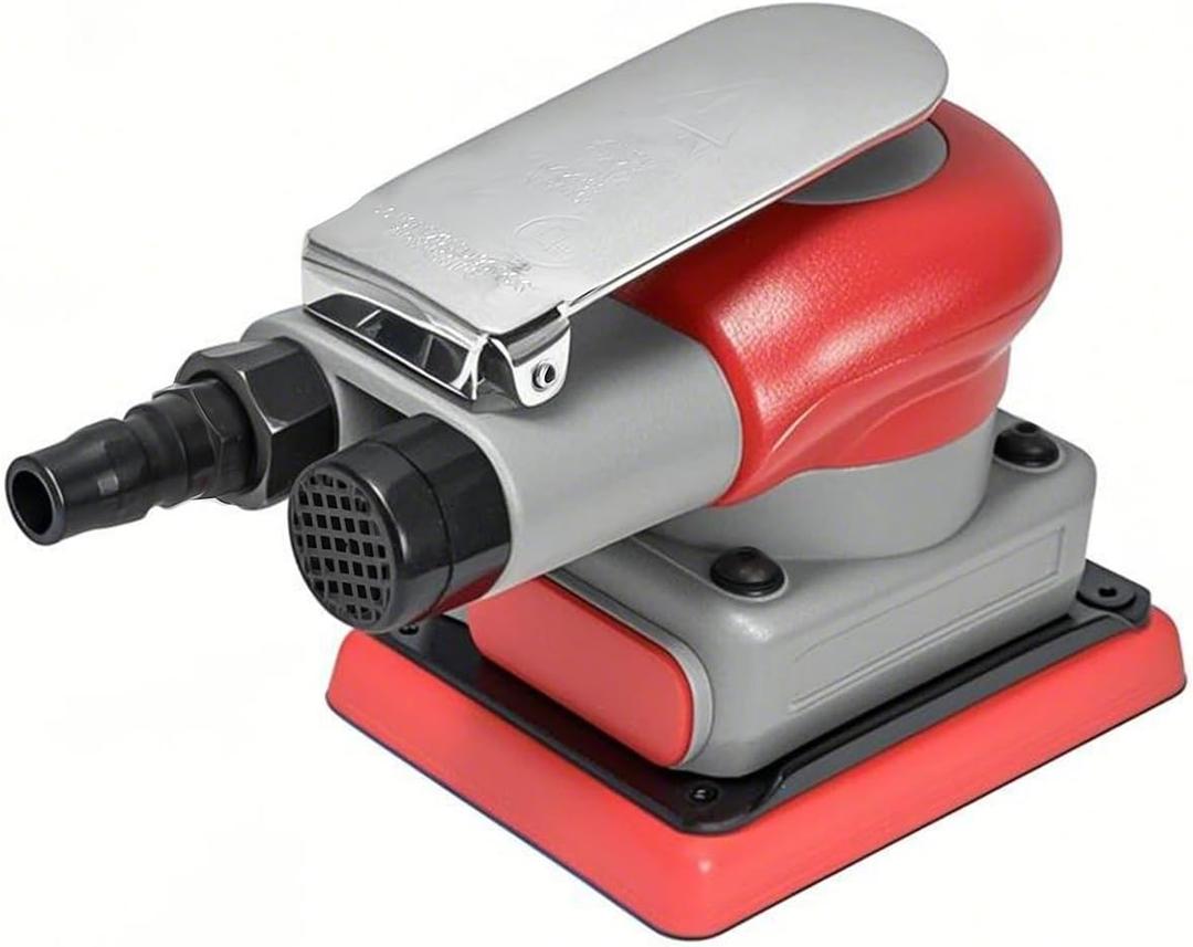 BTER Air Orbital Sander, 10000rpm 75x100mm Square Pneumatic Palm Sander, Sanding/Grinding/Polishing Professional Alloy Steel Pneumatic Sander for Wood, Composites, Metal, Car Beauty