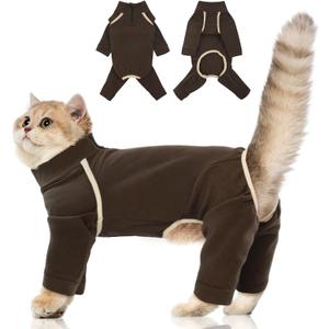 Cat Onesie - Coffee, S - Hair Sticky Pajamas, Breathable Soft Jumpers for Cats Only, Surgery Suit for Female Cats After Spaying, Hair Spreading Prevent Clothes