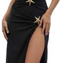 EDOLYNSA Swimsuit with Cover Up for Women One-Piece Bathing Suit Set Starfish Beach Outfits Backless Swimwear Vacation Dress, S
