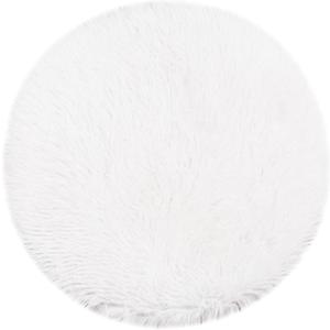 Round Plush Pet Mat Thin Style Pad for Cats, Small Dogs, Rabbits, Guinea Pigs, Washable Soft Crate Pet Bed, Cat Tree Tower Replacement Cushion Pad, Pad for Window Perch (White, M(19.7*19.7*1.2in))