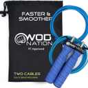 WOD Nation Attack Speed Jump Rope : Adjustable Jumping Ropes : Unique Two Cable Skipping Workout System : One Thick and One Light 11 Foot Cable : Perfect for Double Unders : Men and Women (Blue)