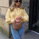 Wyeysyt Womens Cardigan Sweater Button Down Long Sleeve Chunky Soft Knit Sweater Fall Open Front Loose Casual Cardigan Coat (Yellow, S)