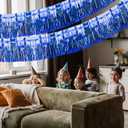 2 x 2 Pack Iridescent Fringe Float Curtain, Metallic Foil Fringe Garland Shiny Wall Hanging Drapes Tassel Foil Float for Parade Float Trailer, Outdoor Indoor Birthday Holiday Party Decoration (Royal Blue)