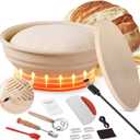 Heating Sourdough Bread Proofing Basket Set, Electric Thermostatic Silicone Batter Bowl, Banneton Baking Supplies, 9 Inch Round Foldable Proofing Bowl, White