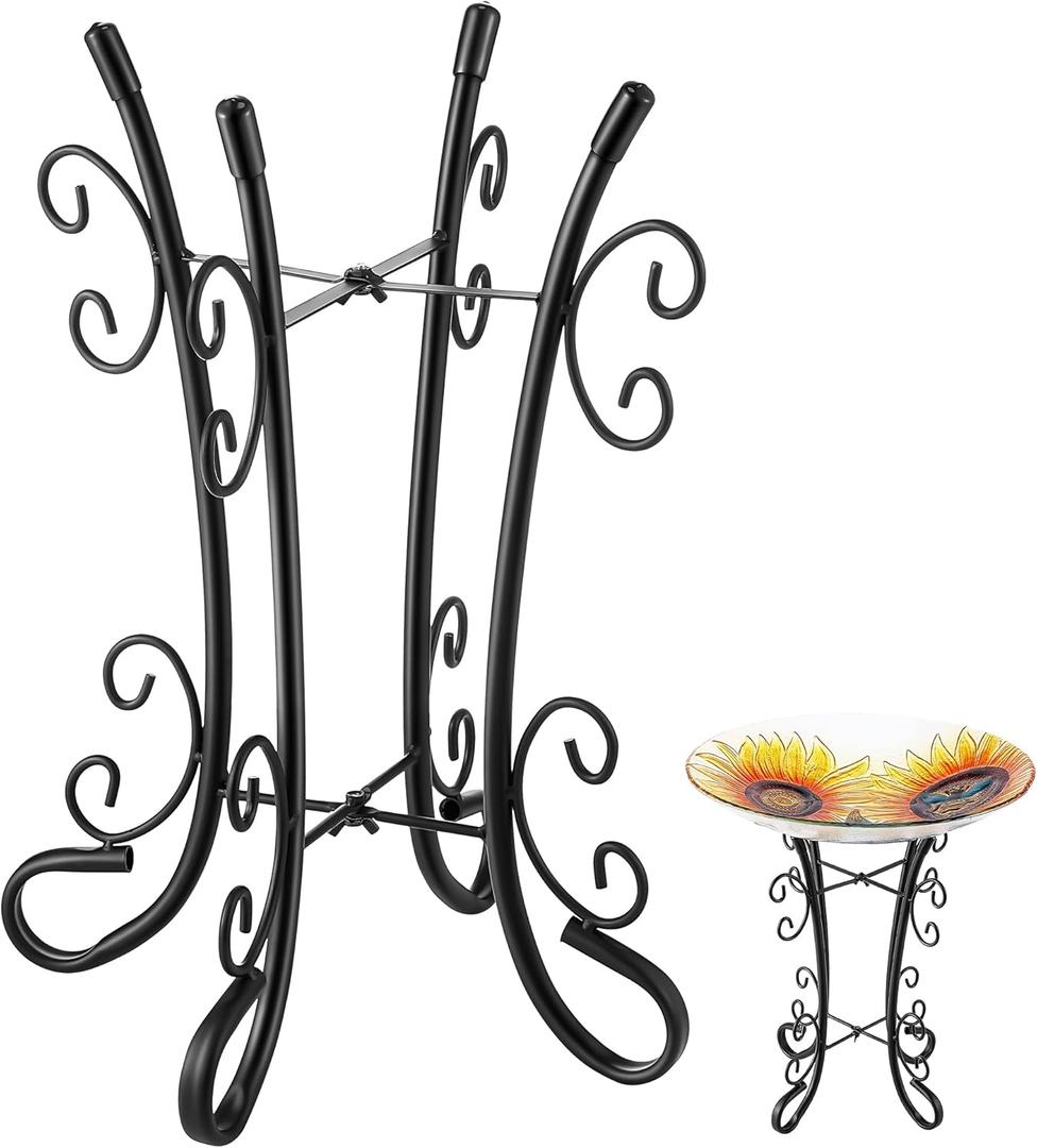 Outdoor Metal Bird Bath Stand, Sturdy Birdbath Bowl Stand, 16 Inch, Fade and Weather Resistant,Outdoor Decoration for Glass BirdBaths, Garden Yards Lawn