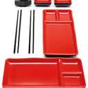 8-Piece Japanese Style Sushi Plate Set - Includes 2 Sushi Plates (7.5 x 5.5 Inch), 2 Sauce Dishes, 2 Pairs of Chopsticks, 2 Chopsticks Holders - Made of Melamine, Red