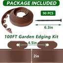 Garden Edging Border,100 Foot Lawn Edging Kit with 90 PCS Spikes, 2 Inch Tall Landscape Edging Roll for Garden, Lawn, Flower Beds, Grass, Yard(Brown)