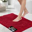 GORILLA GRIP Bath Rug Mat, Thick Soft Absorbent Chenille, Quick Dry Microfiber Mats, Rubber Backing Machine Washable Shower Floor Rugs, Bathmat Runner, Bathroom Home Decor Accessories, 24x17, Red
