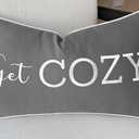 Romantic Couple Love Sentiment Embroidered Decorative Sayings Lumbar Accent Throw Pillowcase - Get Cozy Phrase Decor for Wedding, Anniversary, Valentine - 12x20 Inches, Dark Grey