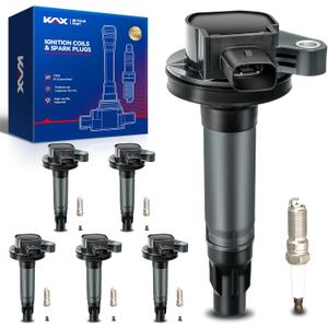 KAX 6-Pack Ignition Coils and Double Iridium Spark Plug Set Compatible with Ford Edge 2011-2014 3.7L, Explorer 2011-2017, F-150, Transit-150/250/350, Flex, Mustang, Lincoln MKS, MKT, MKX, UF553