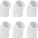 6Pack 1-1/2" 45 Degree PVC Elbow Pipe Fitting Connector (Socket x Socket) Furniture Build Grade SCH40 1.5 Inch 45 Degree Elbow PVC Corner Adapter for Home Sewer Plumbing Water Line 