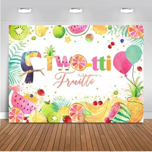 Mocsicka Twotti Frutti Birthday Backdrop 2nd Birthday Summer Fruits Background Summer Fruit Theme Second Birthday Tutti Fruity Birthday Party Decorations (7x5ft)